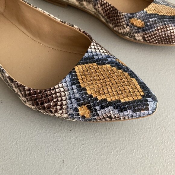 KAARI Flats Faux Snake Skin Shoes Jessica Pointy Toe Ballet Elastic Heel… - Picture 3 of 8